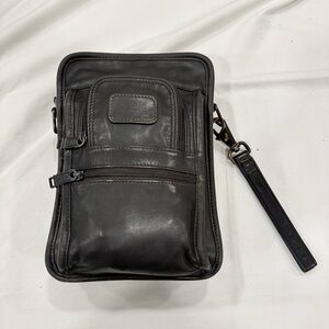 *SOLD* Vintage TUMI Black Nappa Leather Travel Organizer Passport Bag - EUC